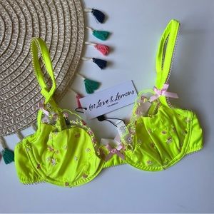 For Love And Lemons Wild Rose Bra Neon Small NEW